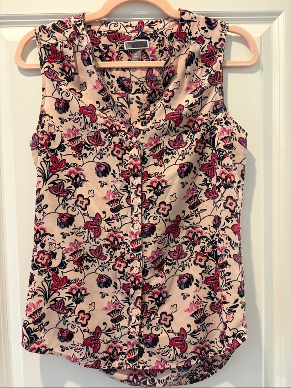 Chelsea28 Blush Pink Floral Sleeveless Button-Front Top